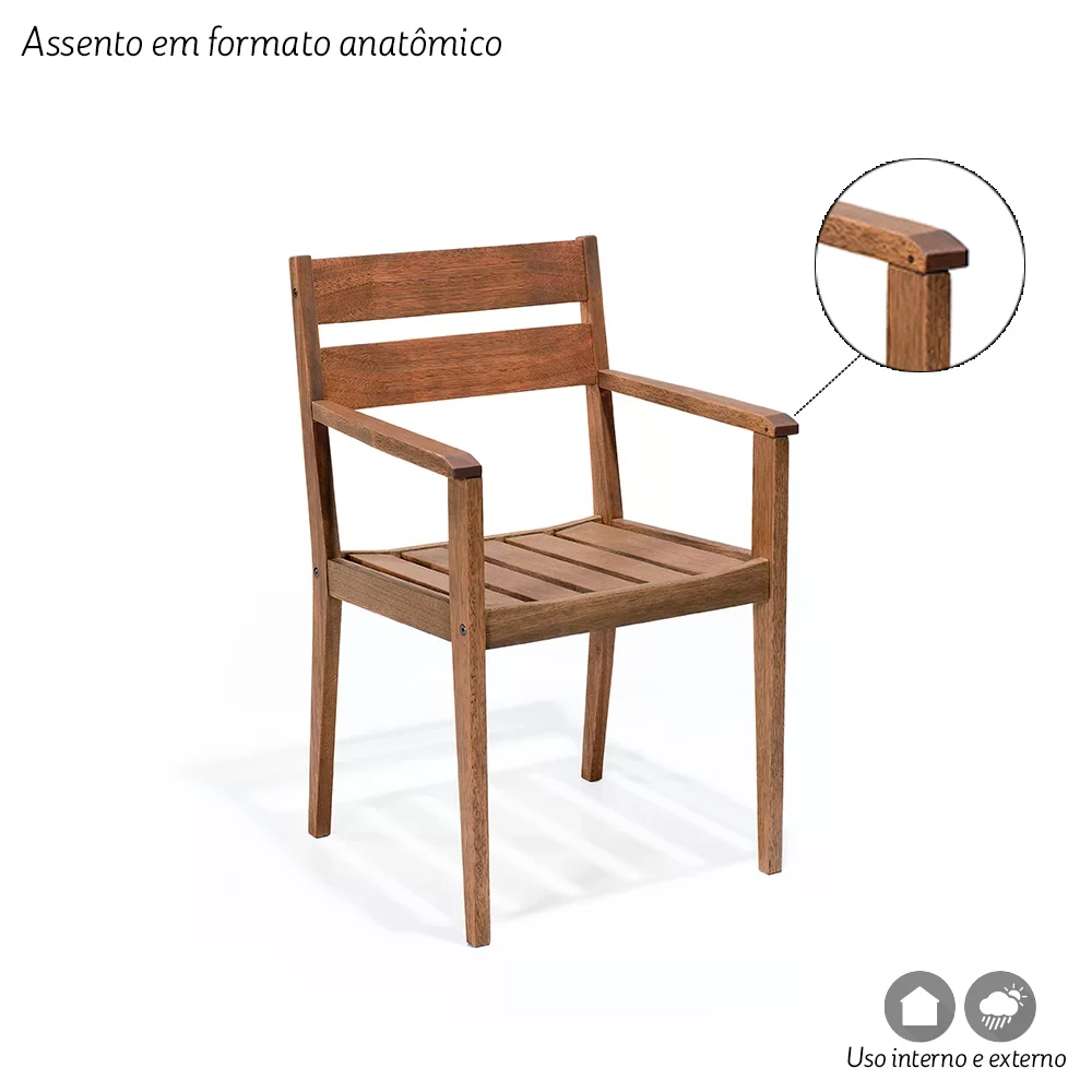 Cadeira com Braços em Madeira Maciça Verona Mestra - 4