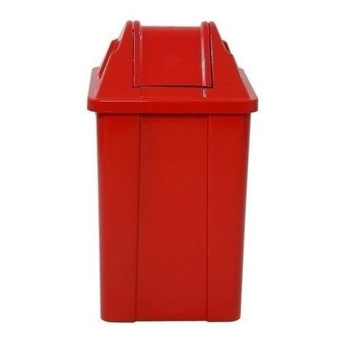 Cesto Quadrado Com Tampa Vai E Vem 60 Litros:Vermelho