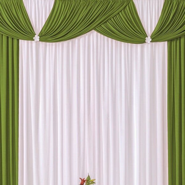 Cortina Londrina Verde/Branco 4,00M x 2,60M para Varão Simples - 3