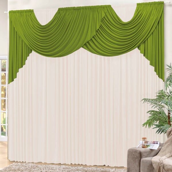 Cortina Thati Palha/Verde 3,00M x 2,60M para Varão Simples - 1