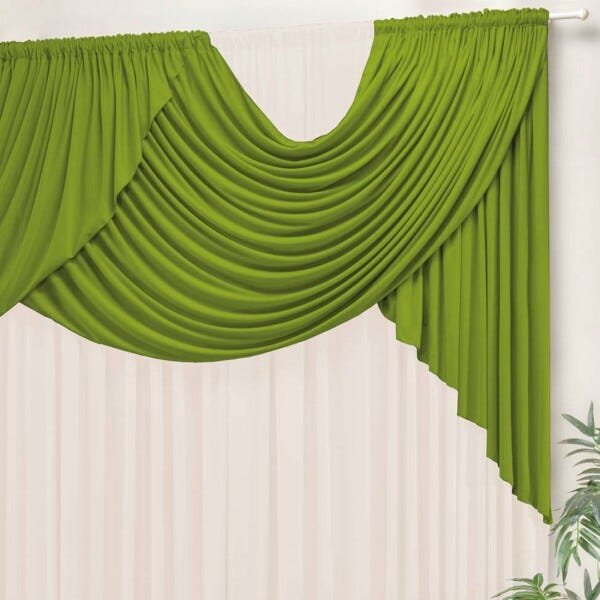 Cortina Thati Palha/Verde 3,00M x 2,60M para Varão Simples - 2