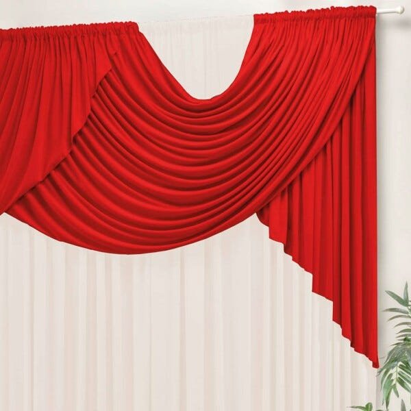 Cortina Thati Palha/Vermelho 3,00M x 2,60M para Varão Simples - 2