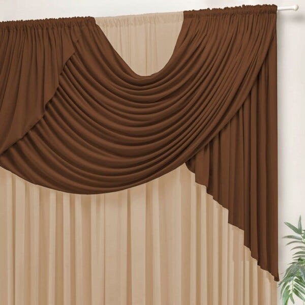Cortina Thati Avelã/Tabaco 3,00M x 2,60M para Varão Simples - 2