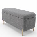 Ver imagem 1 de Puff Baú Bella 160cm Pés Aço Dourado Linho Nobre Cinza - Sallar Home