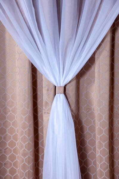 Cortina Semi-Blackout Berlim 6,00M x 2,50M Jacquard com Voil - Cor - Dourado - 2
