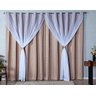Cortina Semi-Blackout Berlim 6,00M x 2,50M Jacquard com Voil - Cor - Dourado - 1