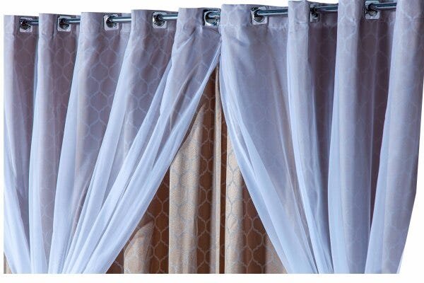 Cortina Semi-Blackout Berlim 6,00M x 2,50M Jacquard com Voil - Cor - Dourado - 3