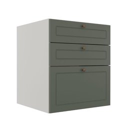 Módulo Balcao 60cm 3 Gavetas 100% Mdf Cozinha Modulada Provence Robel Fendi/salvia - 1