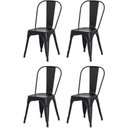 Ver imagem 1 de Kit 4 Cadeiras Tolix Iron Design Preto Fosco Aço Industrial Sala Cozinha Jantar Bar