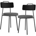 Ver imagem 1 de Kit 02 Cadeiras Estofada Sala De Jantar Barcelona L02 Couríssimo Preto Linho Cinza Escuro - Lyam Lya