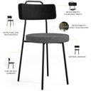 Ver imagem 4 de Kit 02 Cadeiras Estofada Sala De Jantar Barcelona L02 Couríssimo Preto Linho Cinza Escuro - Lyam Lya
