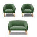 Ver imagem 1 de Kit 01 Namoradeira 02 Lugares E 02 Poltronas Suede Verde