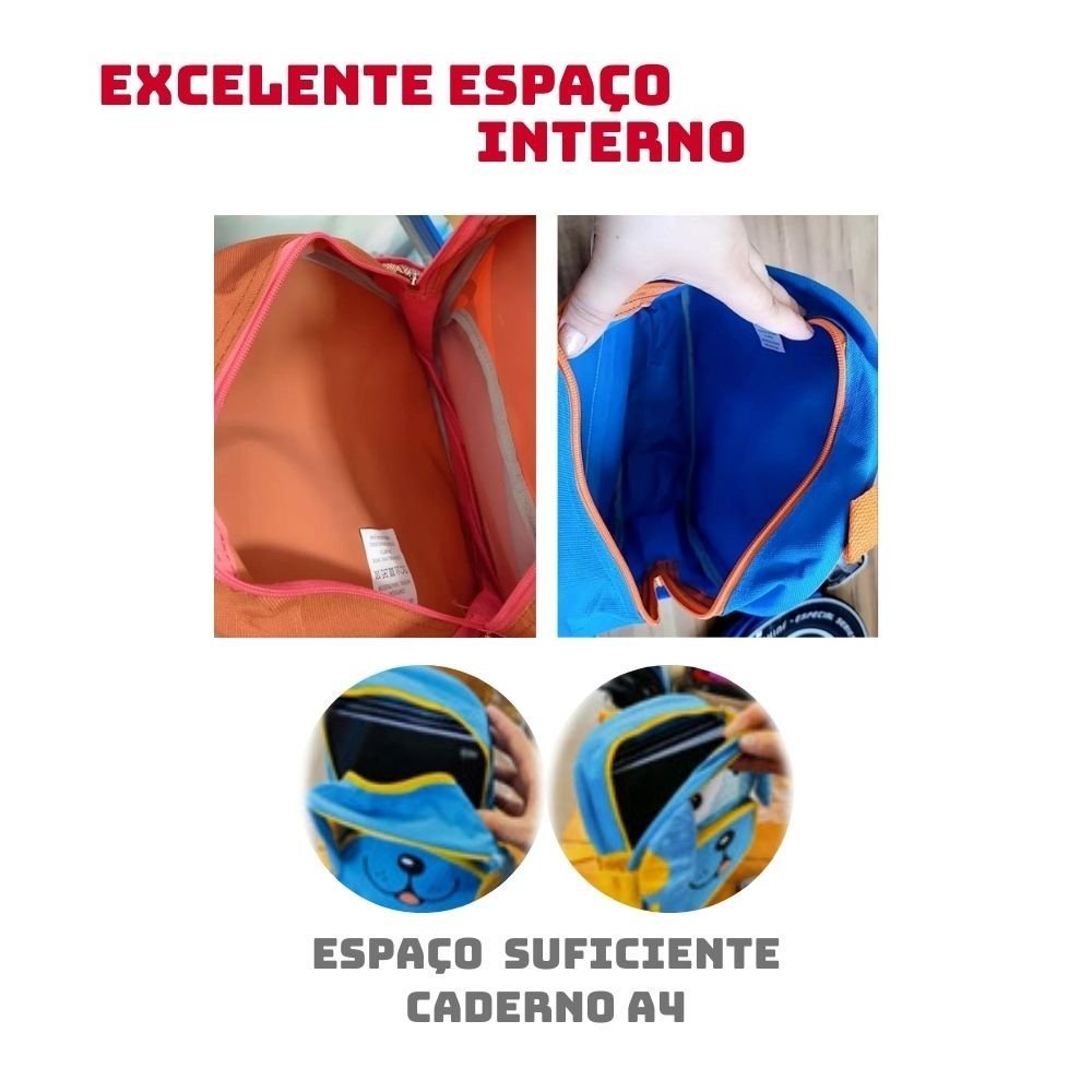 Mochila Cachorro Azul Infantil com Alças de Costas Menina - 7