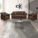 Ver imagem 2 de Kit 2 Poltronas e Sofá Living 2 Lugares 1,80m Vênus Veludo Marrom Pés Castanho - Pallazio