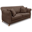 Ver imagem 3 de Kit 2 Poltronas e Sofá Living 2 Lugares 1,80m Vênus Veludo Marrom Pés Castanho - Pallazio