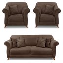Ver imagem 1 de Kit 2 Poltronas e Sofá Living 2 Lugares 1,80m Vênus Veludo Marrom Pés Castanho - Pallazio