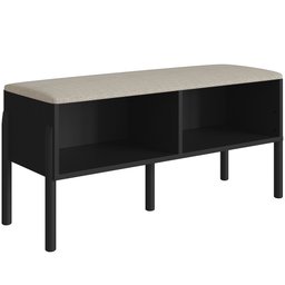Sapateira Banco Hall de Entrada Pés Madeira Moss A03 Nero Preto - Lyam Decor - 1