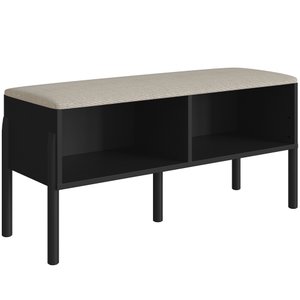 Sapateira Banco Hall de Entrada Pés Madeira Moss A03 Nero Preto - Lyam Decor