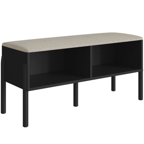 Sapateira Banco Hall de Entrada Pés Madeira Moss A03 Nero Preto - Lyam Decor
