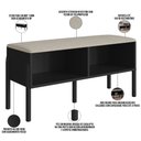 Ver imagem 3 de Sapateira Banco Hall de Entrada Pés Madeira Moss A03 Nero Preto - Lyam Decor