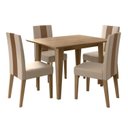 Ver imagem 2 de Conjunto Mesa de Jantar Kate 120cm 4 Cadeiras Linea Revestidas em Suede Carvalho/Marfim Yescasa