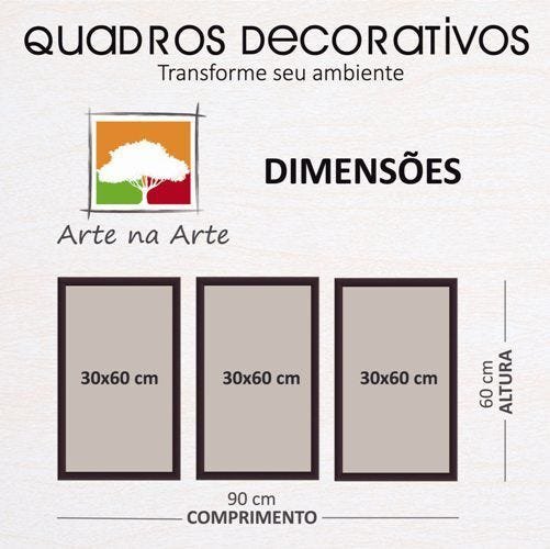 Conjunto Quadros Decorativos 3 peças 30x60 Praia Paraiso - Moldura Preta - 5