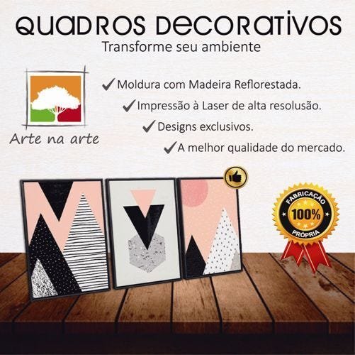 Conjunto Quadros Decorativos 3 peças 30x60 Praia Paraiso - Moldura Preta - 6