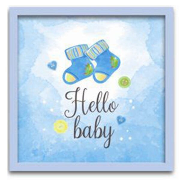Conjunto Quadros Decorativos 4 peças 20x20 Its a Boy - Moldura Azul Claro - 5