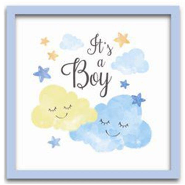 Conjunto Quadros Decorativos 4 peças 20x20 Its a Boy - Moldura Azul Claro - 3