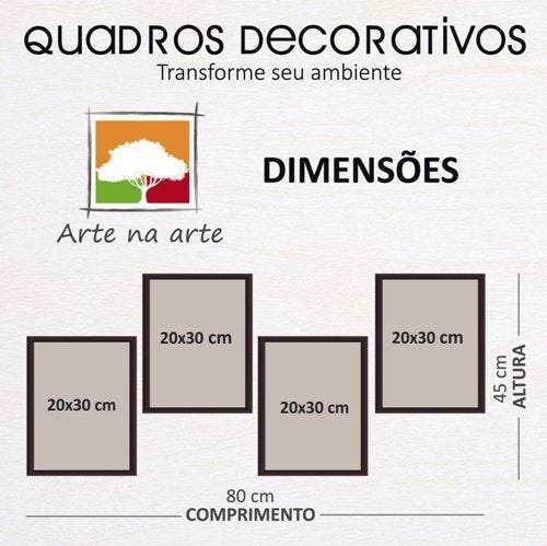 Conjunto Quadros Decorativos 4 peças 20x30 Flores e Frases - Moldura Preta - 6