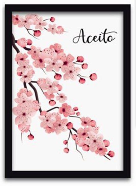 Conjunto Quadros Decorativos 4 peças 20x30 Flores e Frases - Moldura Preta - 4