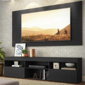 Rack com Painel para TV até 65 Polegadas Flórida Multimóveis Preto
