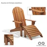 Espreguiçadeira de Madeira Maciça Adirondack Michigan com Peseira Removível  - 5