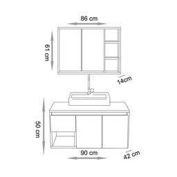 Conjunto para Banheiro Apollo 90 Suspenso- Fabribam Gabinetes - 6