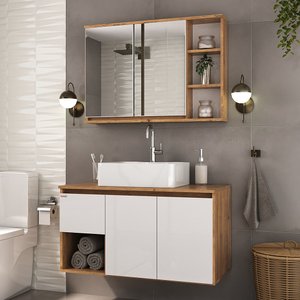 Conjunto para Banheiro Apollo 90 Suspenso- Fabribam Gabinetes