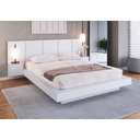 Ver imagem 1 de Cama Queen e Cabeceira com 2 Mesas de Cabeceira Suspensas Cor:branco