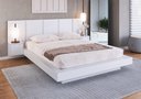 Ver imagem 1 de Cama Queen e Cabeceira com 2 Mesas de Cabeceira Suspensas Cor:branco