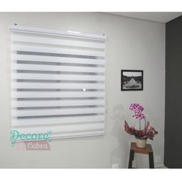 Persiana Rolo Double Vision Zebra 100larg x 220alt Branca com bando - Sala/ Escritório/Quarto/Sacada - 2