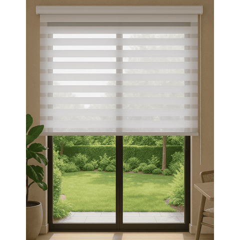 Persiana Rolo Double Vision Zebra 100larg X 220alt Branca com Bando - Sala/ Escritório/quarto/sacada