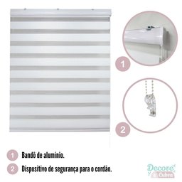 Persiana Rolo Double Vision Zebra 100larg x 220alt Branca com bando - Sala/ Escritório/Quarto/Sacada - 3
