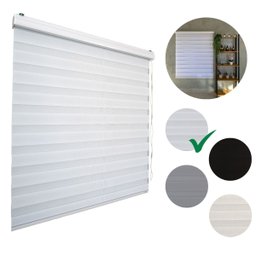 Persiana Rolo Double Vision Zebra 140larg X 160alt Branca com Bando - Sala/ Escritório/quarto/sacada - 3 Persiana Rolo Double Vision Zebra 140larg X 160alt Branca com Bando - Sala/ Escritório/quarto/sacada - 3