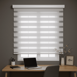 Persiana Rolo Double Vision Zebra 140larg X 160alt Branca com Bando - Sala/ Escritório/quarto/sacada - 1 Persiana Rolo Double Vision Zebra 140larg X 160alt Branca com Bando - Sala/ Escritório/quarto/sacada - 1