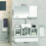 Conjunto Gabinete Banheiro VENUS 80cm Branco - Gabinete + Cuba + Espelheira + Tampo Vidro - 2