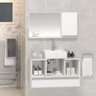 Conjunto Gabinete Banheiro VENUS 80cm Branco - Gabinete + Cuba + Espelheira + Tampo Vidro - 1