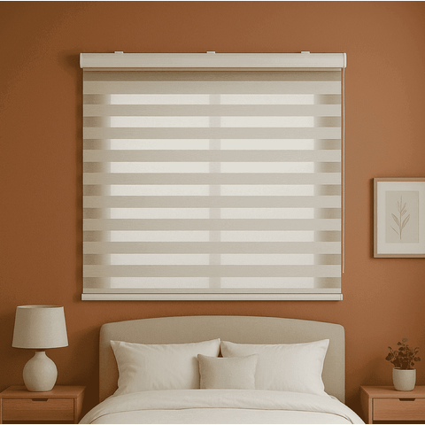 Persiana Rolo Double Vision Zebra 120larg X 160alt Linho com Bando - Sala/ Escritório/quarto/sacada