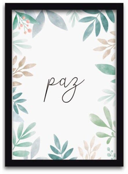 Conjunto Quadros Decorativos 3 peças 40x60 Amor Fé e Paz - Moldura Preta - 4