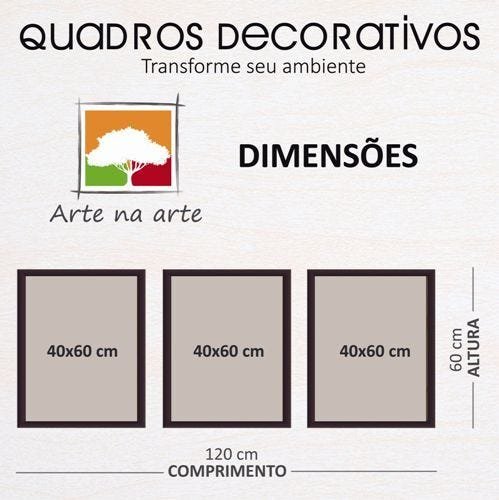 Conjunto Quadros Decorativos 3 pçs 40x60 Formas Geométricas - Moldura Preta - 3