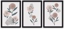 Ver imagem 1 de Conjunto Quadros Decorativos 3 peças 40x60 Flores - Moldura Preta