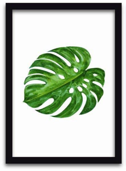 Conjunto Quadros Decorativos 3 peças 40x60 folhas 3 - Moldura Preta - 2