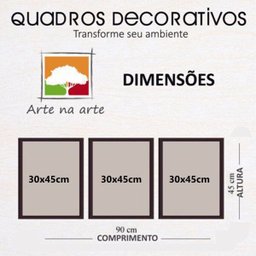 Conjunto Quadros Decorativos 3 peças 30x45 MDF Folha Home - Moldura Preta - 5
